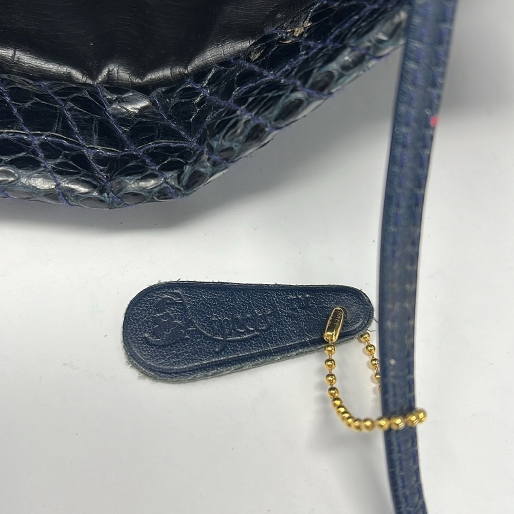 Aspects Navy Blue Python Snakeskin Clutch Shoulde… - image 13